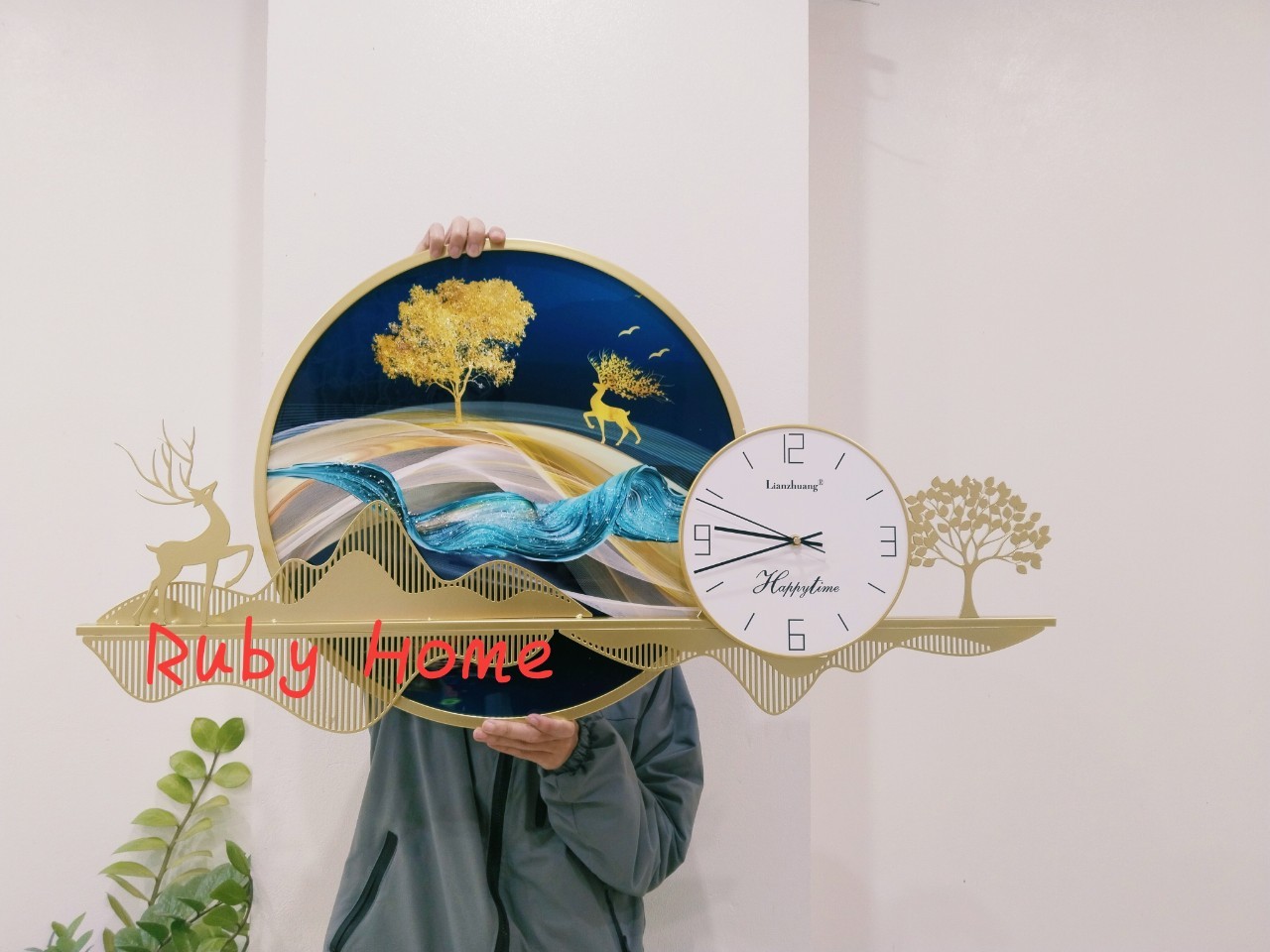 Đồng hồ decor tranh hươiu tài lộc DH 0137